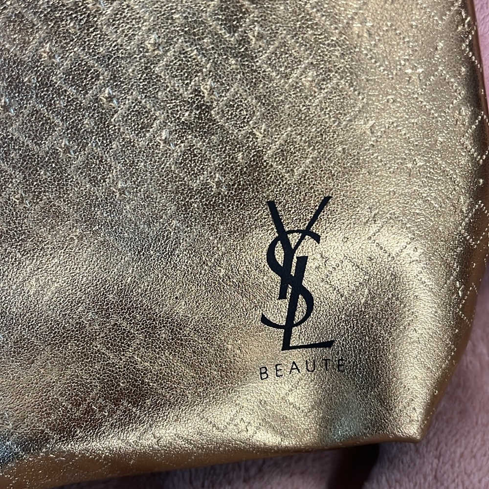 YSL Beaute Gold Metallic Makeup Bag